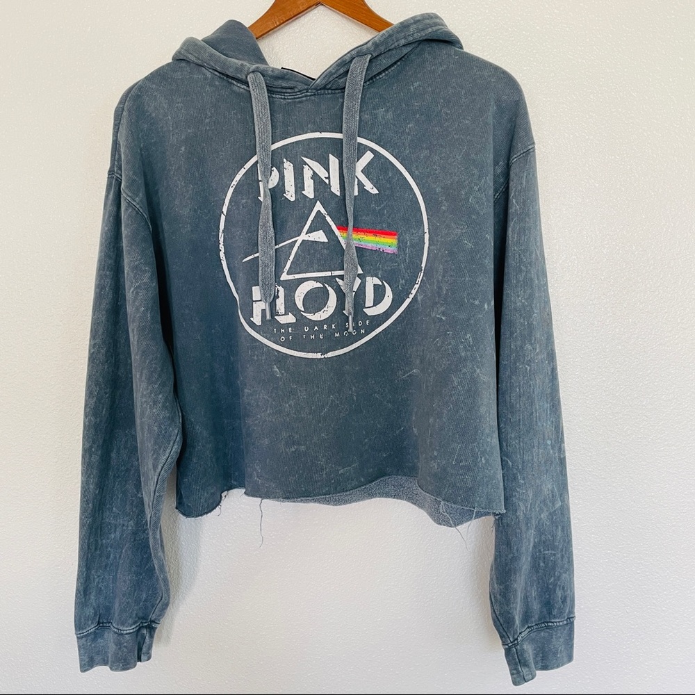 PINK FLOYD Acid Washed Cropped Hoodie